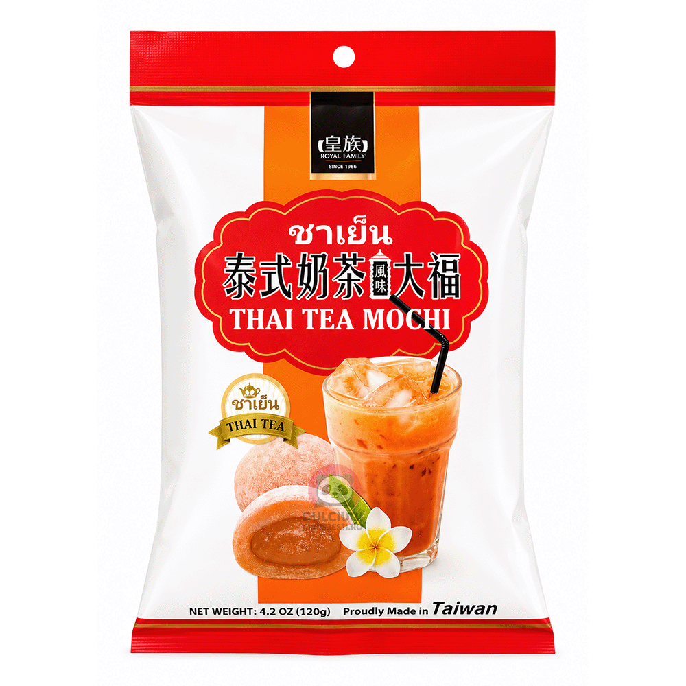 Mochi cu Ceai Thailandez Royal Family 120 g – Desert Asiatic cu Umplutură Thai Tea