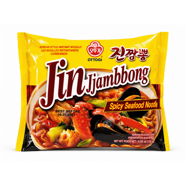 Ottogi Jin Jjambbong Ramen Picant cu Fructe de Mare 130g