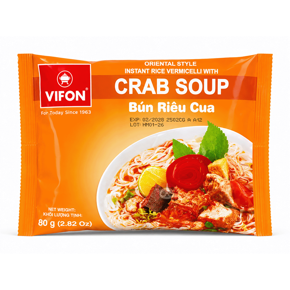 Vifon Bún Riêu Cua – Tăiței de Orez Instant cu Supă de Crab 80g